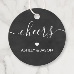 Cheers Tag, Wedding Wine or Champagne Chalkboard Favor Tags