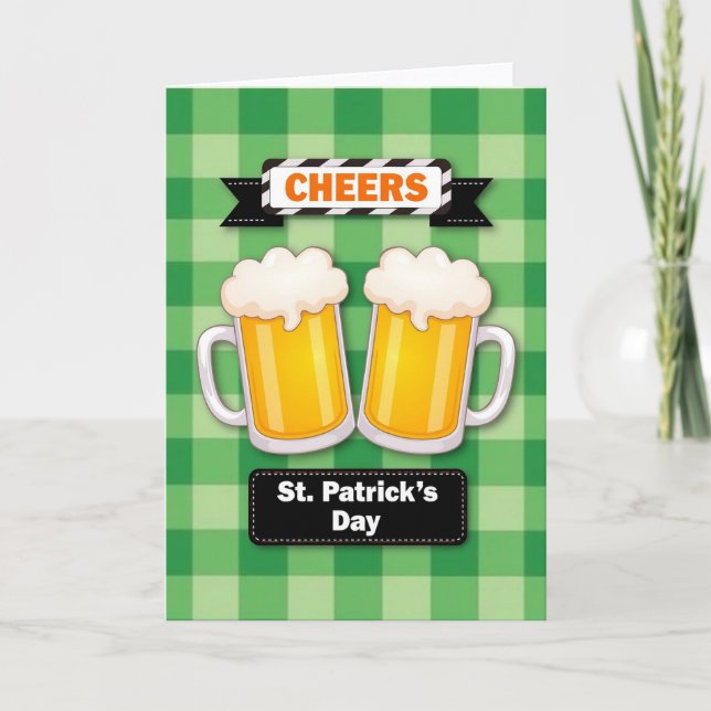 Cheers Tartan Beer St Patricks Card (Front)