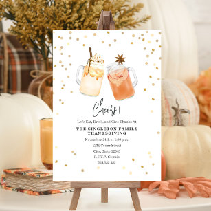 Cheers Thanksgiving Mason Jar Pumpkin Apple Drink Invitation