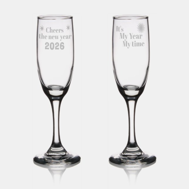 Cheers the New Year My Year My Time  Champagne Flute (Glassware)