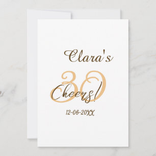 Cheers thirty birthday charcoal brown orange bold invitation
