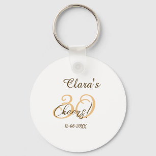 Cheers thirty birthday charcoal brown orange bold  keychain