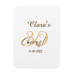 Cheers thirty birthday charcoal brown orange bold magnet