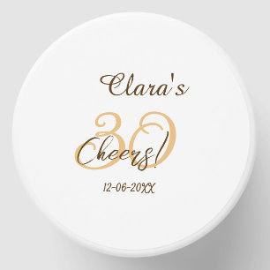 Cheers thirty birthday charcoal brown orange bold  mini candle favors