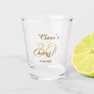 Cheers thirty birthday charcoal brown orange bold shot glass
