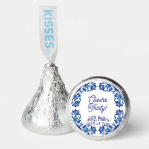 Cheers thirty birthday royal blue floral border na hershey®'s kisses®