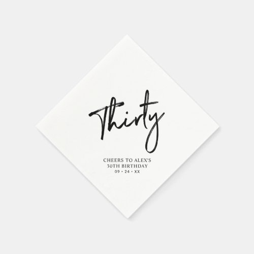 Cheers Thirty  Modern Adult 30th Birthday Party Napkins