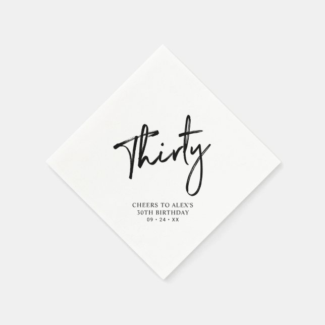 Cheers Thirty | Modern Adult 30th Birthday Party Napkins (Corner)