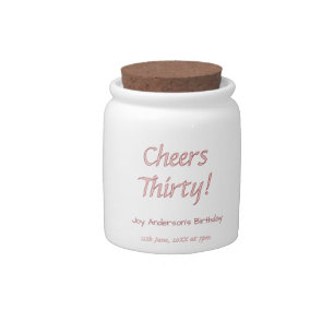 cheers thirty pink maron name trendy birthday simp candy jar