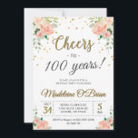 Cheers to 100 Years Floral Ladies Birthday Party Invitation<br><div class="desc">Elegant floral birthday party invitation - can be customized for any age. Matching inserts,  signs,  games,  and decorations can be found in our Zazzle shop. If you're looking for any specific item,  please don't hesitate to contact us.</div>