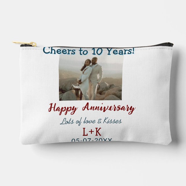 Cheers to 10 Years happy anniversary add photo dat Accessory Pouch (Front)
