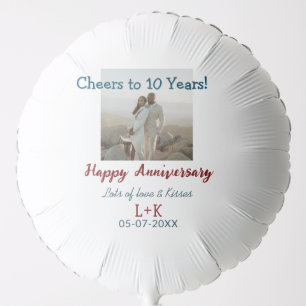 Cheers to 10 Years happy anniversary add photo dat Balloon