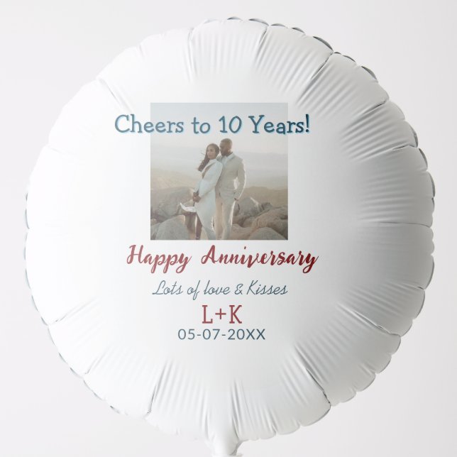 Cheers to 10 Years happy anniversary add photo dat Balloon (Front)