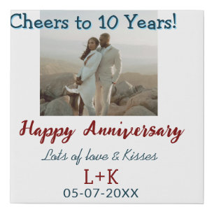 Cheers to 10 Years happy anniversary add photo dat Faux Canvas Print