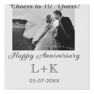 Cheers to 10 Years happy anniversary add photo dat Faux Canvas Print