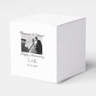 Cheers to 10 Years happy anniversary add photo dat Favor Boxes