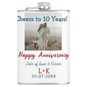Cheers to 10 Years happy anniversary add photo dat Flask