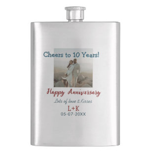 Cheers to 10 Years happy anniversary add photo dat Flask