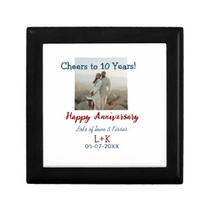 Cheers to 10 Years happy anniversary add photo dat Gift Box