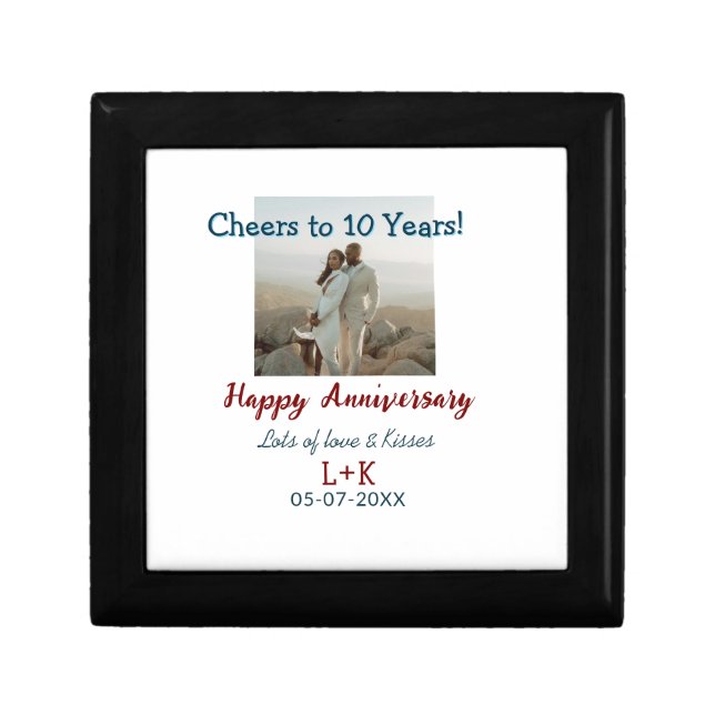 Cheers to 10 Years happy anniversary add photo dat Gift Box (Front)