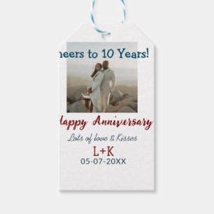 Cheers to 10 Years happy anniversary add photo dat Gift Tags