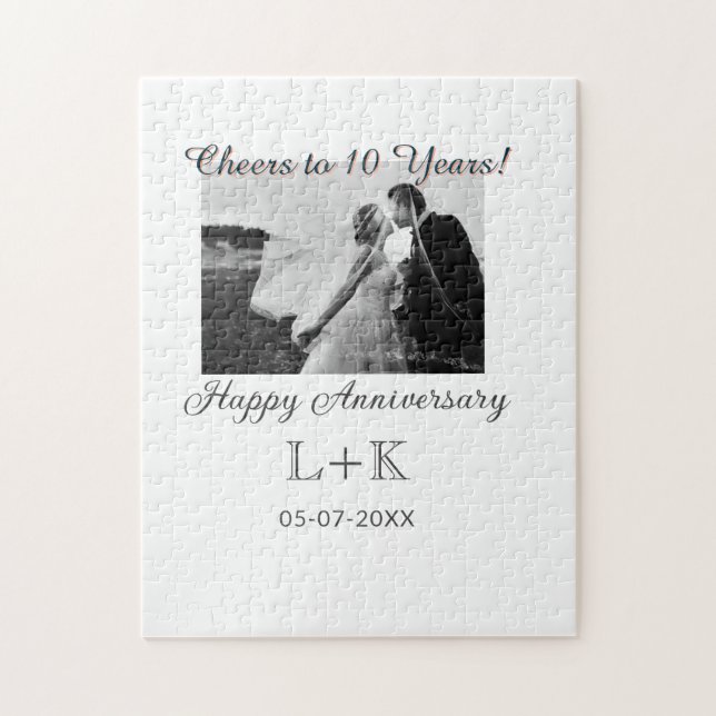 Cheers to 10 Years happy anniversary add photo dat Jigsaw Puzzle (Vertical)