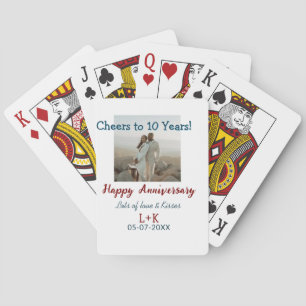 Cheers to 10 Years happy anniversary add photo dat Poker Cards