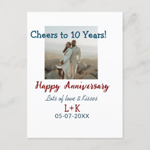 Cheers to 10 Years happy anniversary add photo dat Postcard