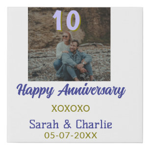 Cheers to 10 Years happy anniversary purple golden Faux Canvas Print