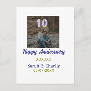 Cheers to 10 Years happy anniversary purple golden Postcard