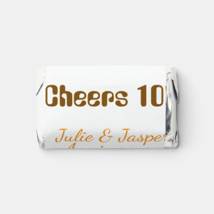 Cheers to 10th wedding anniversary brown orange hershey's miniatures