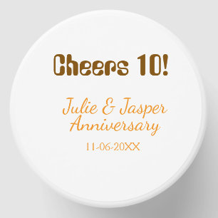 Cheers to 10th wedding anniversary brown orange mini candle favors