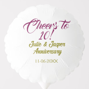 Cheers to 10th wedding anniversary mauve golden na balloon