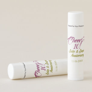 Cheers to 10th wedding anniversary mauve golden na lip balm