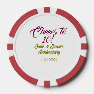 Cheers to 10th wedding anniversary mauve golden na poker chips