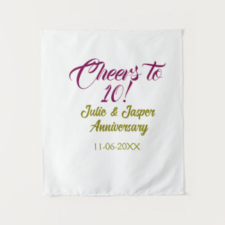 Cheers to 10th wedding anniversary mauve golden na tapestry