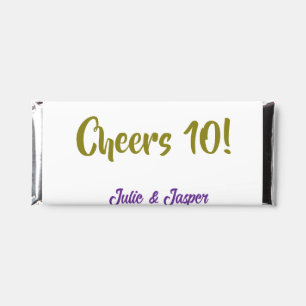Cheers to 10th wedding anniversary purpl golden na hershey bar favors
