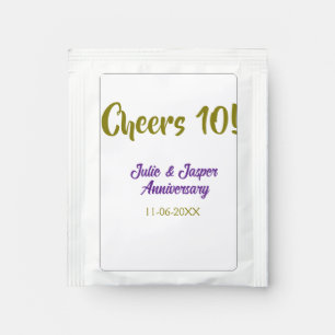Cheers to 10th wedding anniversary purpl golden na tea bag drink mix