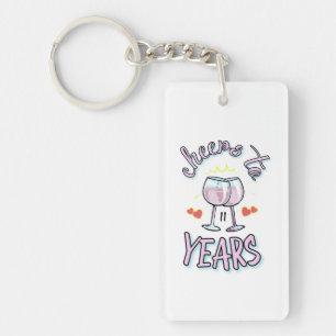 Cheers to 11 years wedding anniversary champagne  keychain