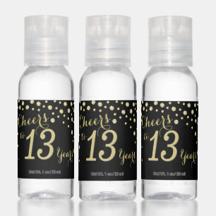 Cheers to 13 Years Black and Gold Diamond Hand Sanitizer