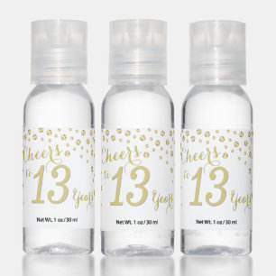 Cheers to 13 Years White and Gold Diamond Hand Sanitizer