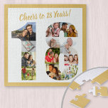 Cheers to 18 Years Number 18 Photo Collage Square Jigsaw Puzzle<br><div class="desc">Say Cheers to 18 Years with a custom photo puzzle for a unique 18th birthday gift. The photo template is set up for you to add your photos which will be displayed in the shape of a number 18. The photo collage has a variety of landscape, square and portrait photos,...</div>