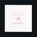 Cheers to 18 Years Pink 18th Birthday Custom Napkins<br><div class="desc">Festive pink doodle design features two hands toasting with wine glasses. All of the text is editable.</div>