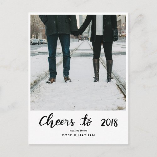 Cheers To 2018 Handwritten Script New Year Photo Holiday Postcard
