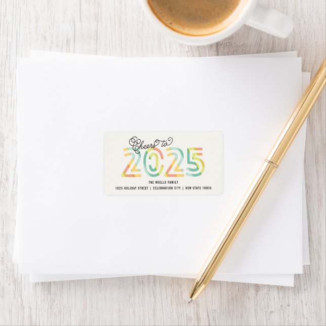 Cheers to 2025 Citrus Stripes New Year Address Label (Insitu)