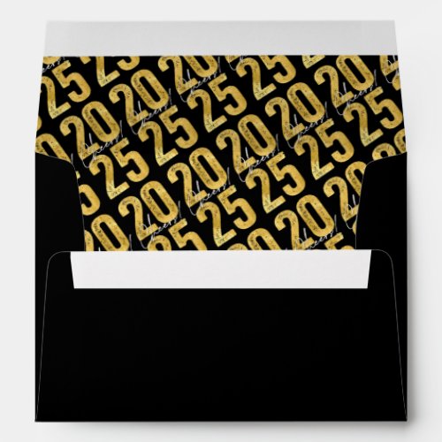 Cheers To 2025 Gold Typography Modern New Year Envelope