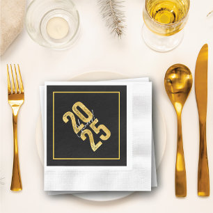 Cheers To 2025 Gold Typography Modern New Year Napkins