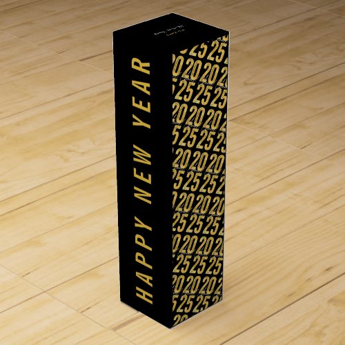 Cheers To 2025 Gold Typography Modern New Year Wine Box