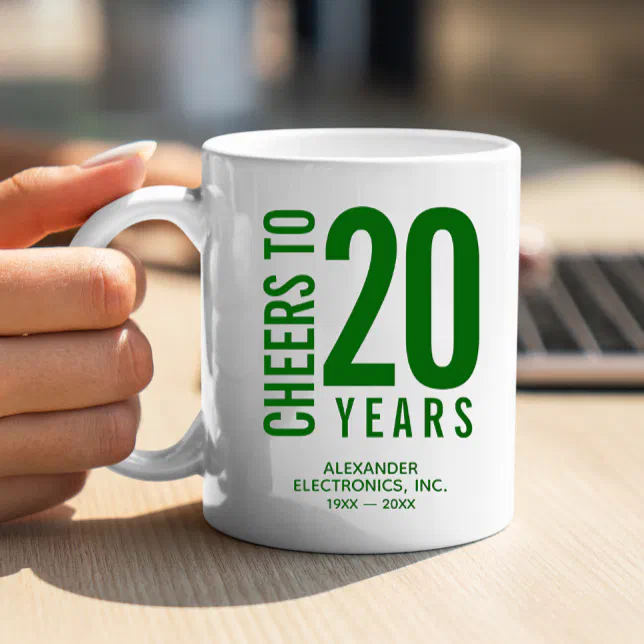 Cheers to 20 Years Business Anniversary Coffee Mug | Zazzle