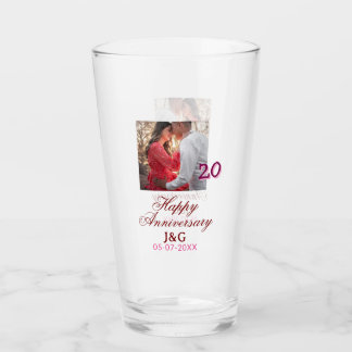 Cheers to 20 Years happy anniversary add photo dat Glass